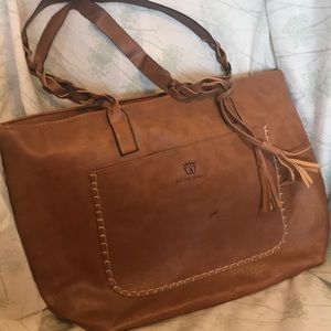 Tan small laptop bag